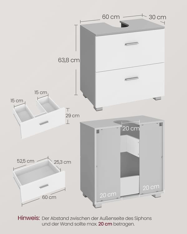 Kylpyhuonekaappi 30x80x64 cm Harmaa