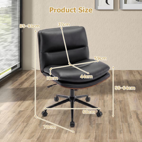 Kontorstol uden armlæn 70x59,7x85-92,7 cm sort