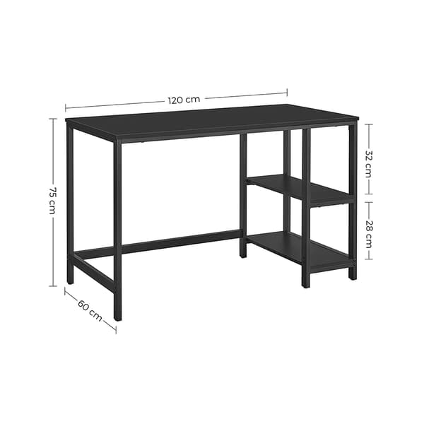 Datorbord 120x60x75 cm Svart Stål