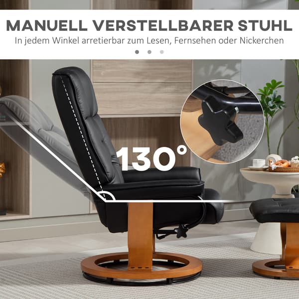 Lænestol med skammel 76x85x104 cm Sort kunstlæder