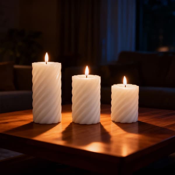 LED-kynttiläsarja, 3 kpl, valkoinen, vahaa, Kodustaar