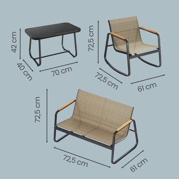 Havemøbelsæt 40x70x42 cm Brun Stål