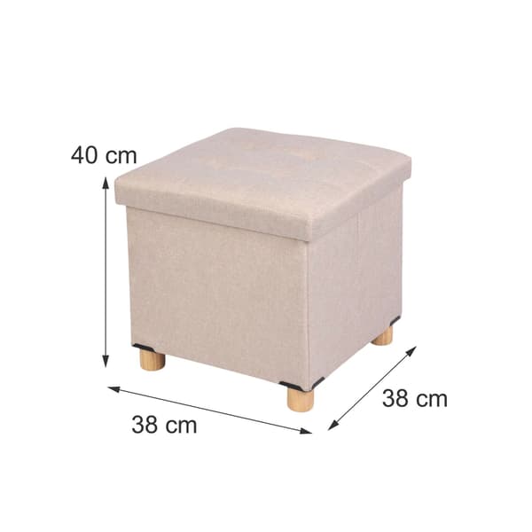 Opbevaringspuf med sæde, beige nuancer, Kodustaar
