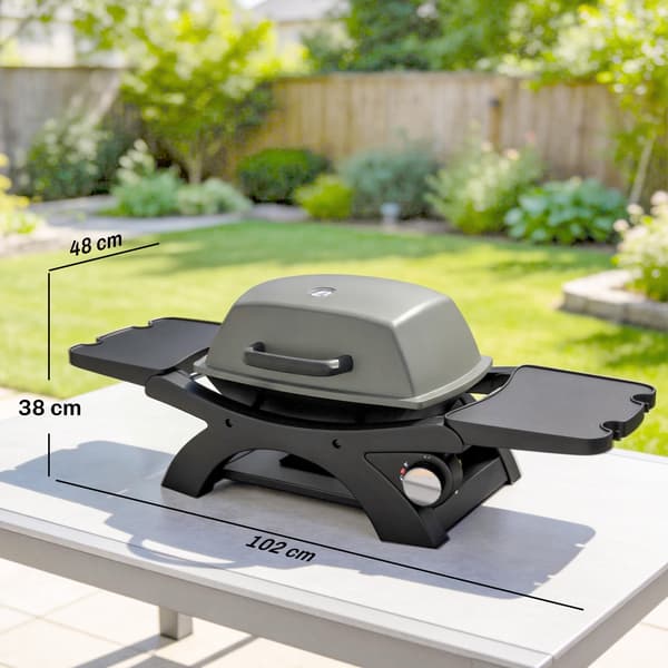 Gasgrill 102x48x38 cm Sort Støbejern