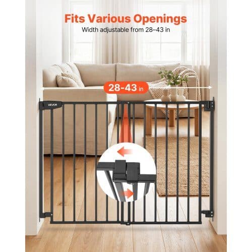 Babygrind til trapper BG-07(H92B72-108.5) 72-108.5x92 cm sort