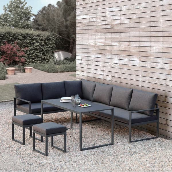 Trädgårdsmöbelset Leipzig 179x69x66 cm Grå Stål