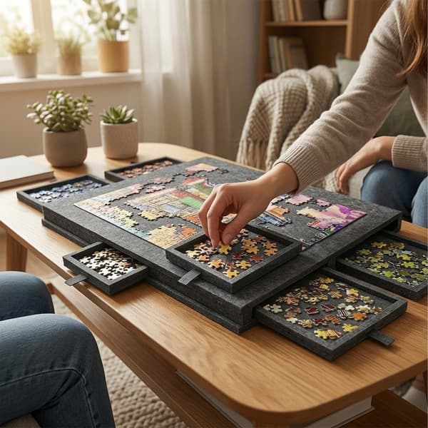 Filtpusselbräda med 6 lådor, Kodustaar