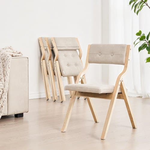 Fällstolsset, 2 delar, 57,5x48x80 cm, Beige, Trä, Stoppad
