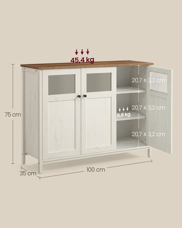 Sideboard 35x100x75 cm Brun, stålram