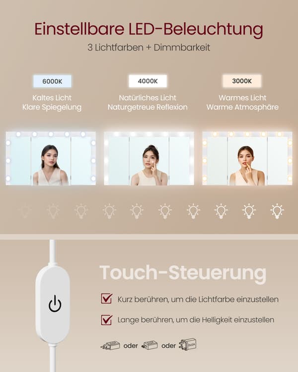 Sminkbord 107x40x144 cm Vit