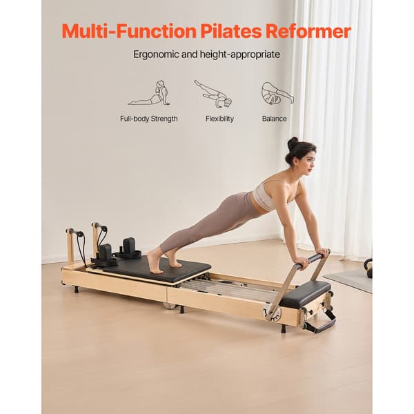 Pilates Reformer, 238x68x57 cm, Trä, Fällbar