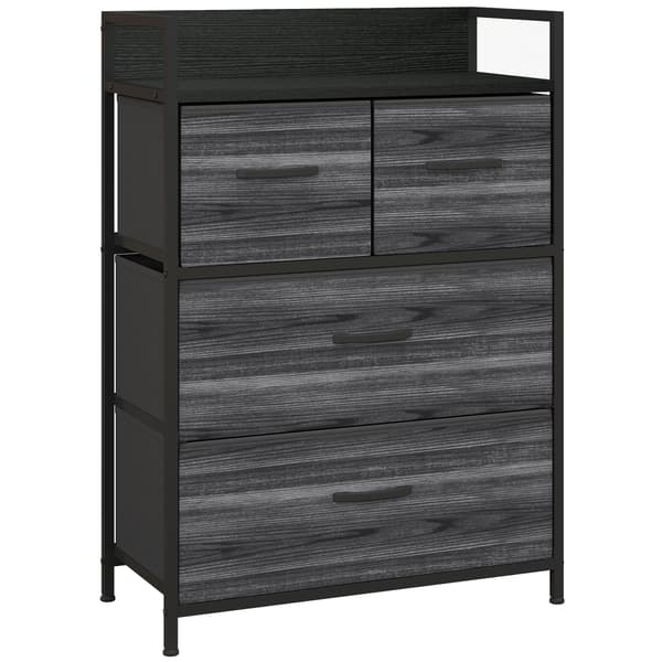 Kommode, 4 stofskuffer, 60x29x85 cm, sort, opbevaring