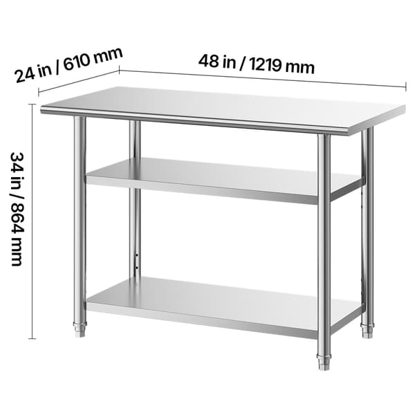 Arbejdsbord 61x122x86,4 cm Rustfrit Stål