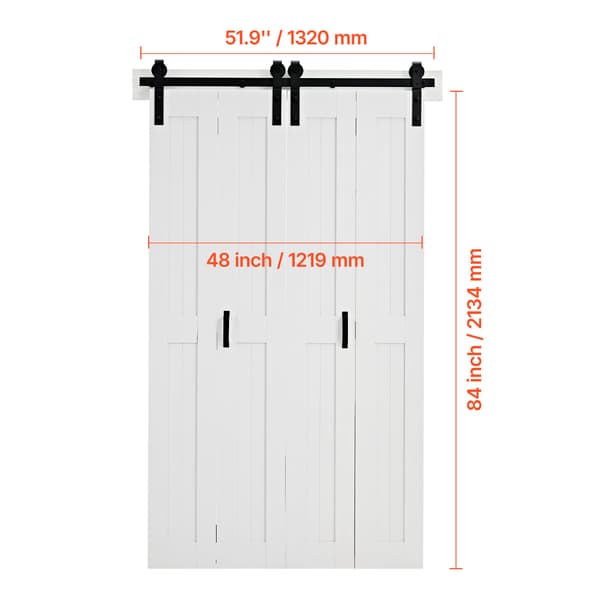 Bifold stalddør, 121,9x213,4x3,5 cm, Hvid, MDF