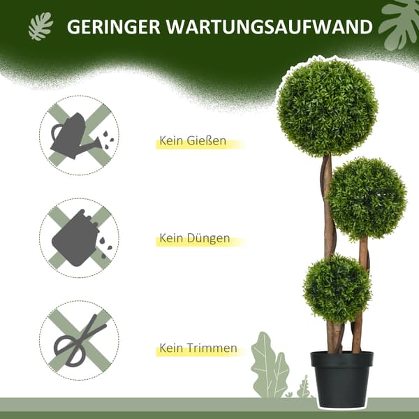 Kunstig buksbomplante, 110 cm, grøn, UV-resistent