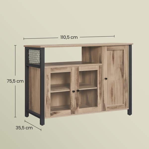 Skænk 110x33x75 cm Brun Sort træ stål