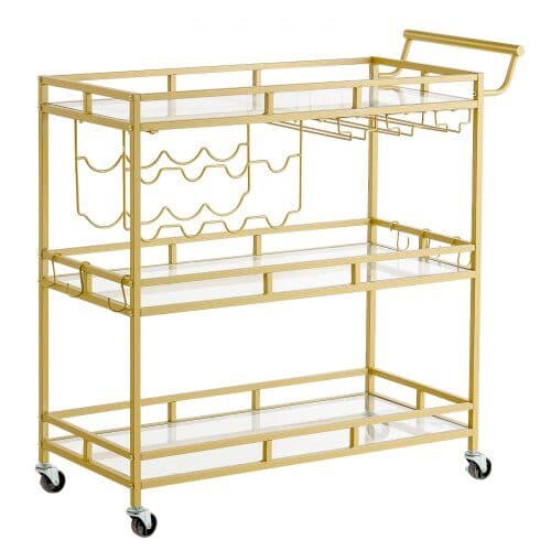 Barvogn 3 niveauer 88x38x89 cm guld
