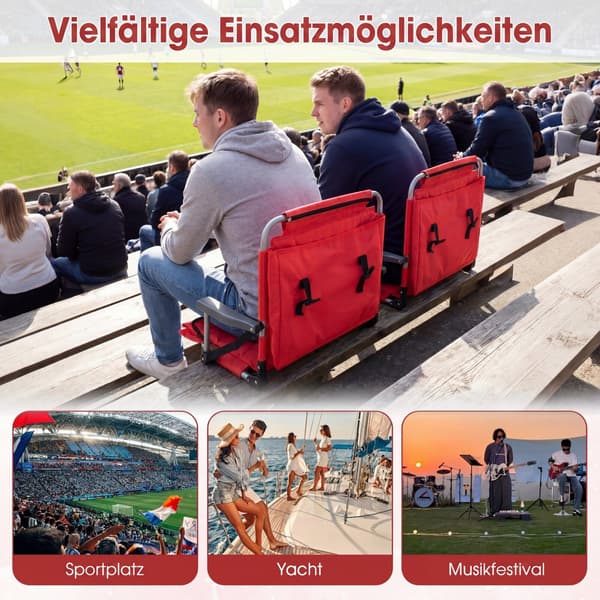 Stadiumsæder 2 stk 76x54x44 cm rød
