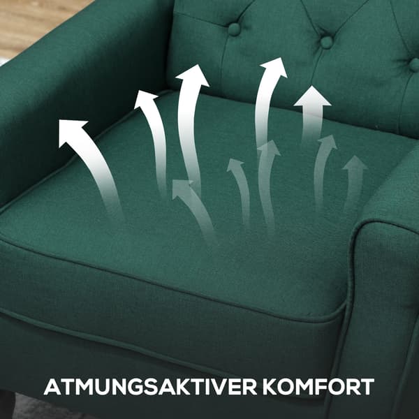 Wingback lænestol 74x86x102 cm Mørkegrøn polstret
