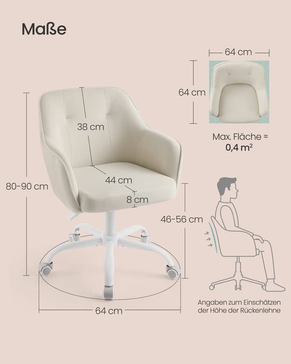Kontorstol, 64x64x80 cm, Beige, Stål