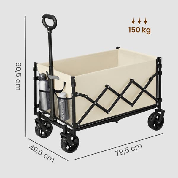 Sammenklappelig vogn 42x67x90,5 cm beige stål