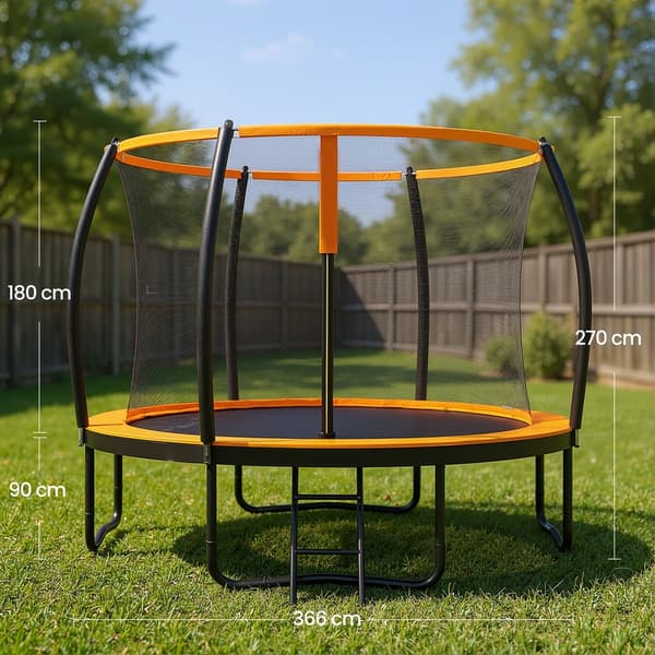 Trampolin 366x270 cm Sort-Blå Stålramme