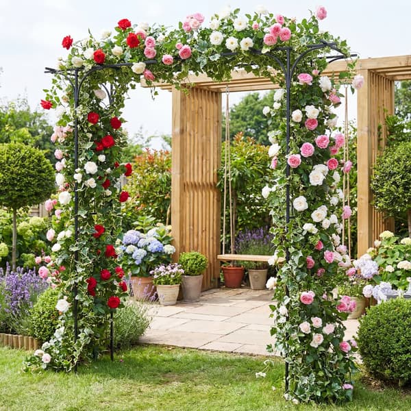 Havebue Pergola 150x40x216 cm sort