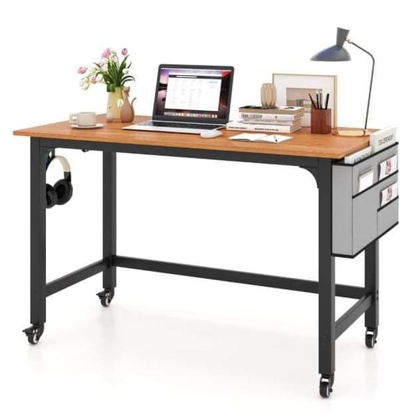 Mobil computerbord, 120x60x75 cm, Sort