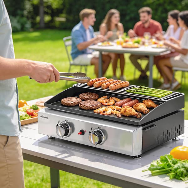 Gasgrill 51,5x44x21 cm Sort Rustfrit Stål