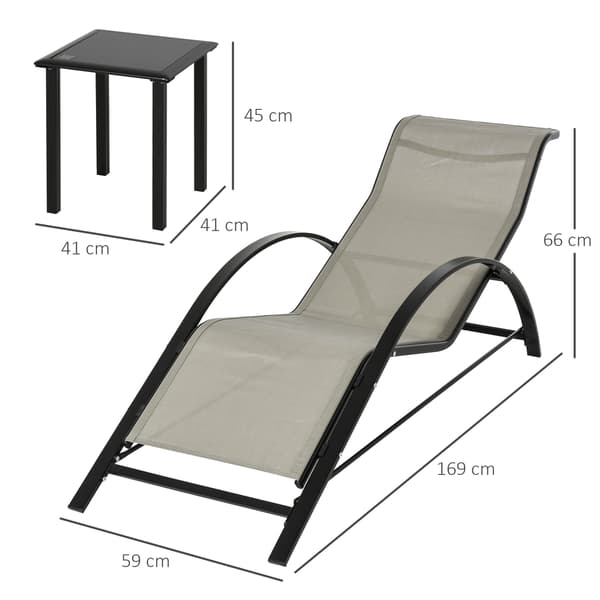 Have Lounge Sæt, 59x169x66 cm, Grå og Sort