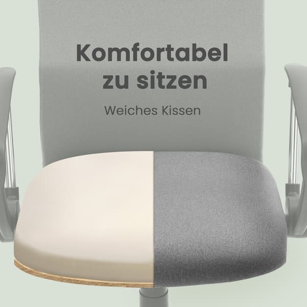 Kontorstol, 63x63x110-120 cm, Grå, Stof