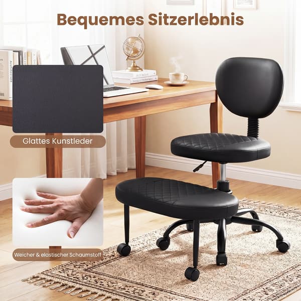 Kontorstol med krydsede ben 87,6x63,5x78,7-90,2 cm sort