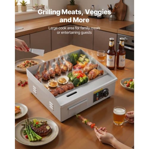 Elektrisk Grillplade 45x30 cm Rustfrit Stål Flad Top Grill
