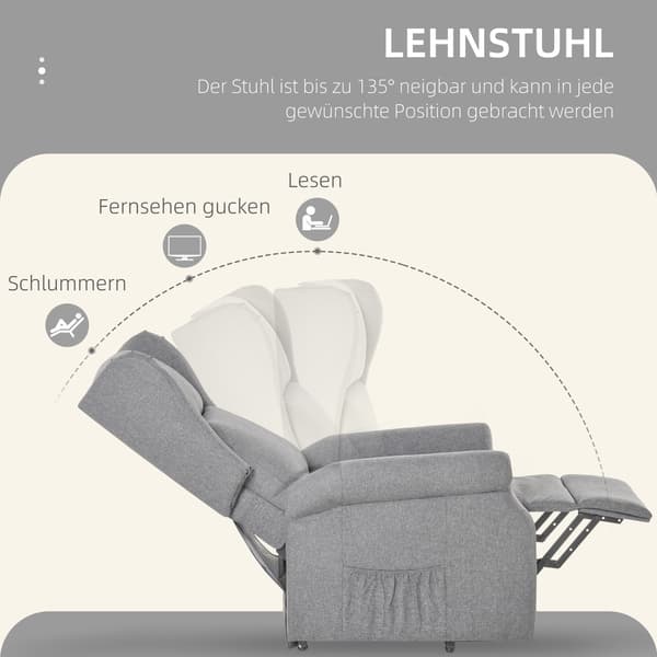 Lænestol 72,5x94x109 cm Grå, løftefunktion