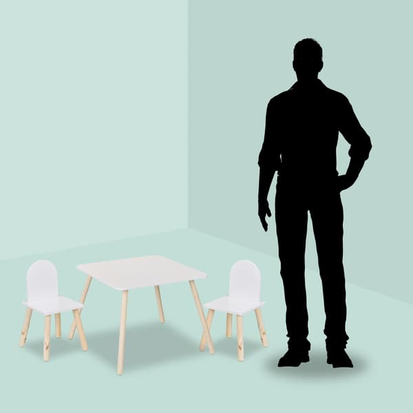 Barnbord och stolar set, 45x60x60 cm, Vit, Trä, Kodustaar