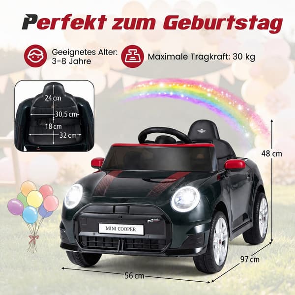 Børneelbil BMW Mini Design, 12V, Sort