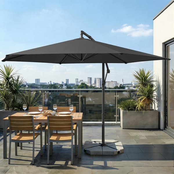 Parasol 350 cm diameter Grå Metall UV-skydd