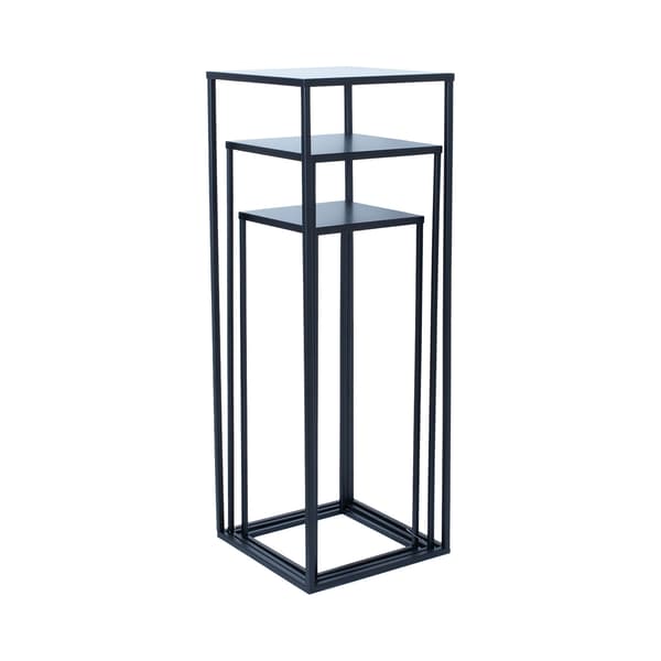 Blomsterstander 19x19x50 cm Sort Metal