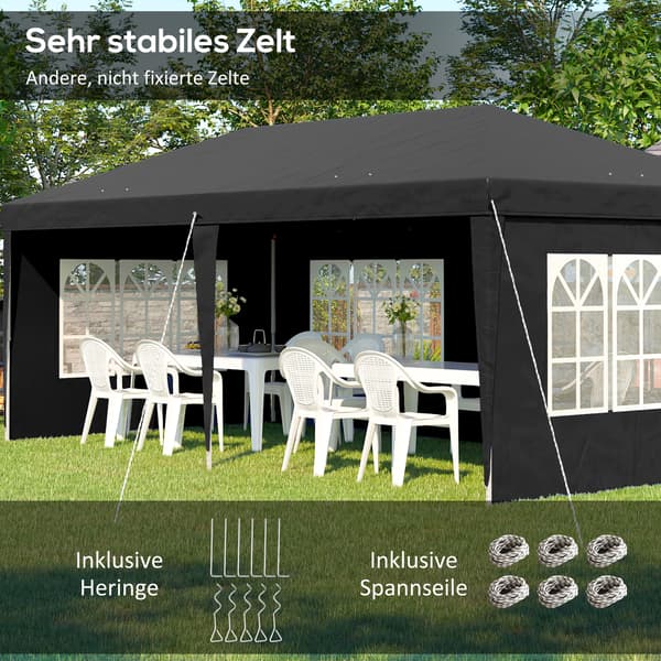 Pavillon, 295x585 cm, Sort, Vandtæt Polyester