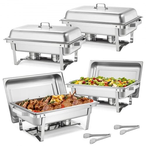 Chafing Dish Sæt, 4 stk., 61,5x34,5x32,5 cm, Rustfrit Stål