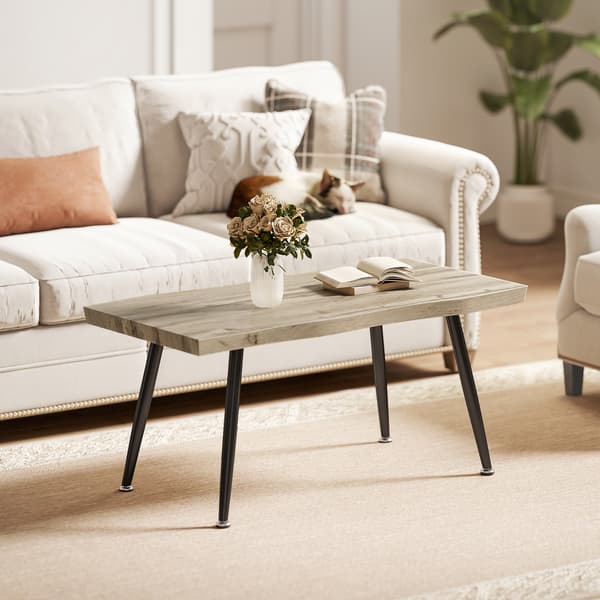 Soffbord, 100x50x45 cm, Ek+Svart, Stålben