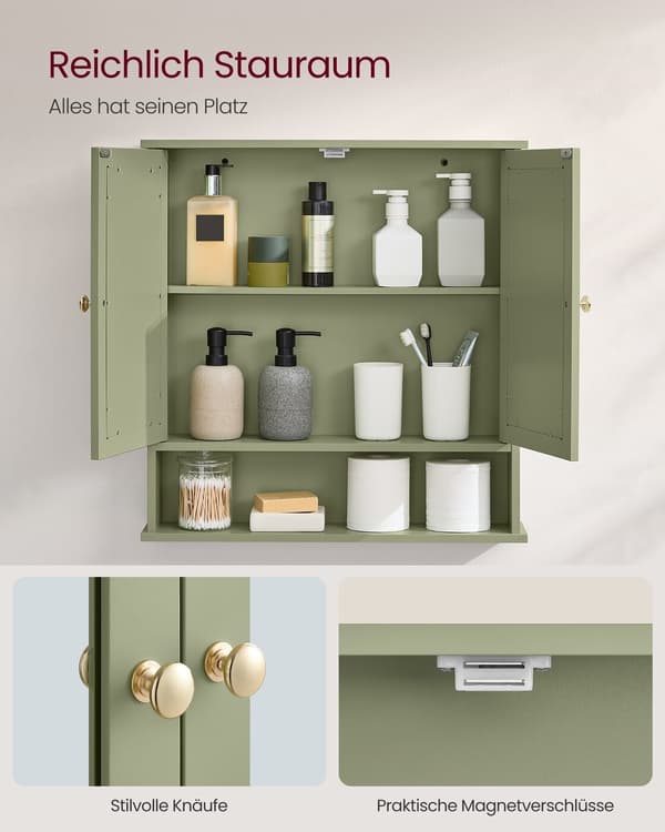 Spejlskab 56x58x13 cm Grøn MDF