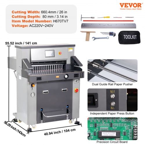 Elektrisk hydraulisk papirkutter, 1040x1430x1410 cm, touchscreen