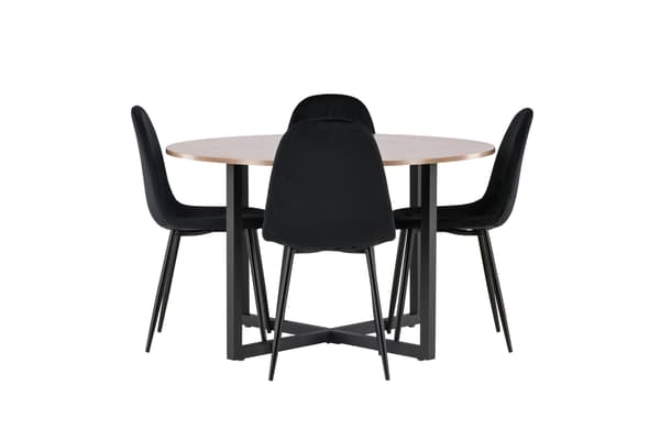 Spisebord og stol sæt Durango 120 cm sort valnød MDF fløjl