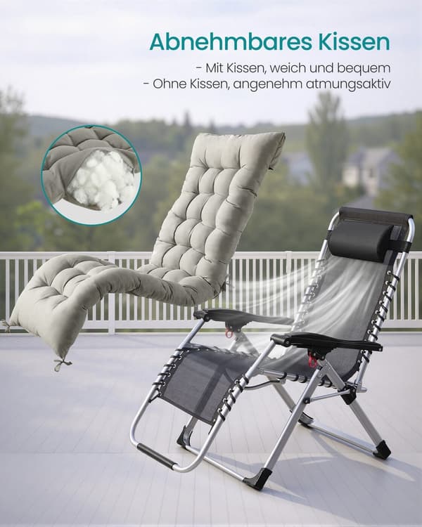 Solstol 65x90x110 cm Ljusgrå stål