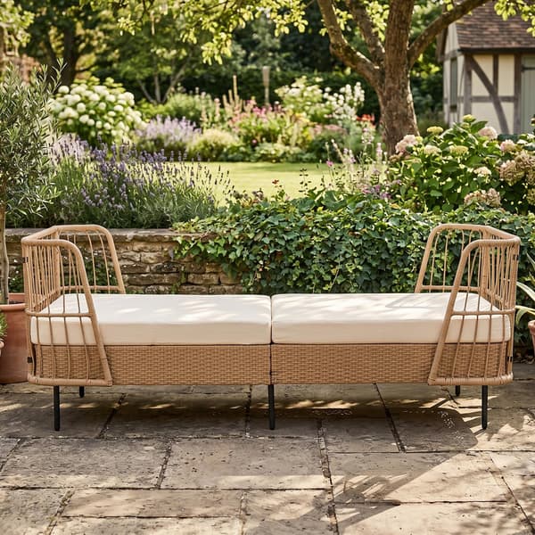 Udendørs Daybed 190x79x77 cm natur/beige/sort