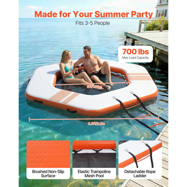 Oppustelig flydedock 260x260x15 cm Orange
