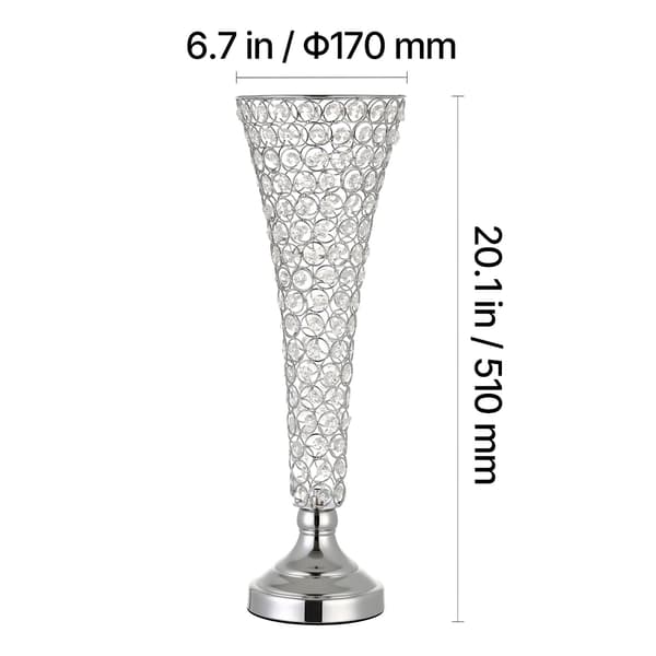 Blomvas 51x17 cm Silver Kristall Stål