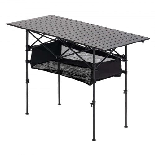 Fällbart campingbord, 120x55x50 cm, Svart, Aluminium