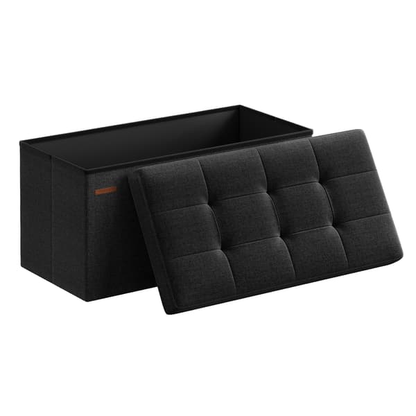 Opbevaringspuf 76x38x38 cm Sort Foldbar Opbevaring